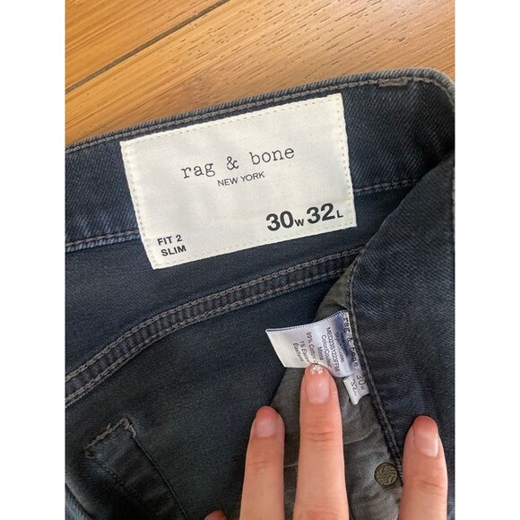 Rag & Bone Fit 2 Slim Black Washed Gray Minna Jeans Men's 30 x 32 - Picture 6 of 7